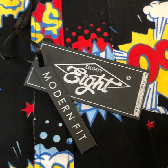 Eighty Eight Boys Graphic Button Down Shirt Collared SZ 18 Black with Graphics - Picture 4 of 12